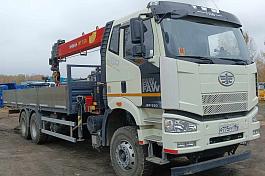 КМУ FAW  (6x4) + ИНМАН ИТ-150 верх.упр. + борт сталь 8,0м.б/у (2024г.в.15 450 км ,500 м/ч)(0047)